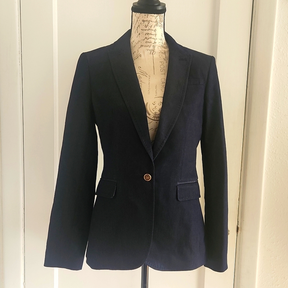 BANANA REPUBLIC DARK INDIGO DENIM BLAZER SIZE 8